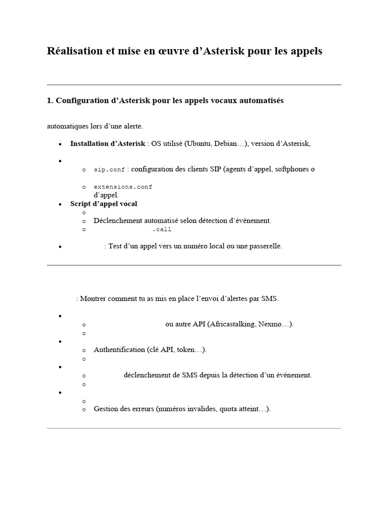 Asterisk et API SMS pour alertes automatisées | PDF | PHP | Bases de ...