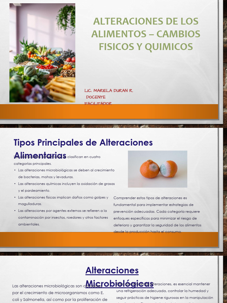 Alteraciones Físicas y Químicas en Alimentos | PDF | Alimentos | Carne