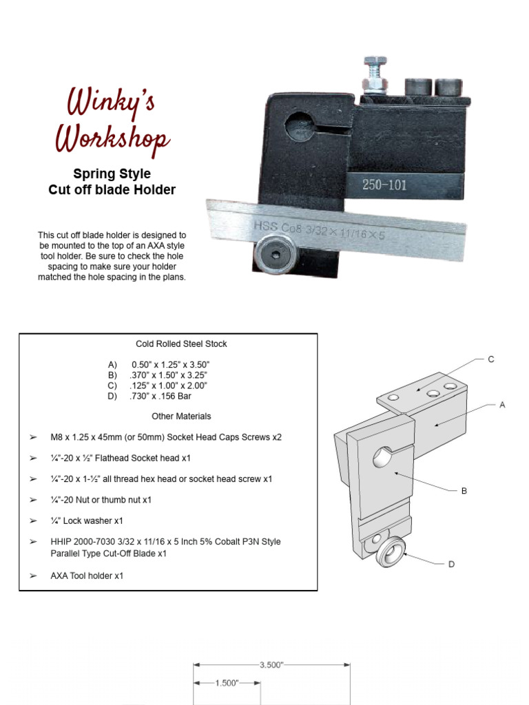 AXA Tool Holder Cut-Off Blade Guide | PDF | Screw | Metalworking