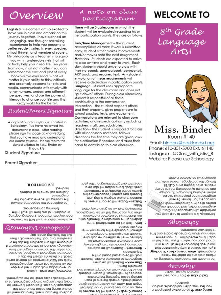 8th Grade Language Arts Syllabus | PDF | Academic Dishonesty | Critical ...