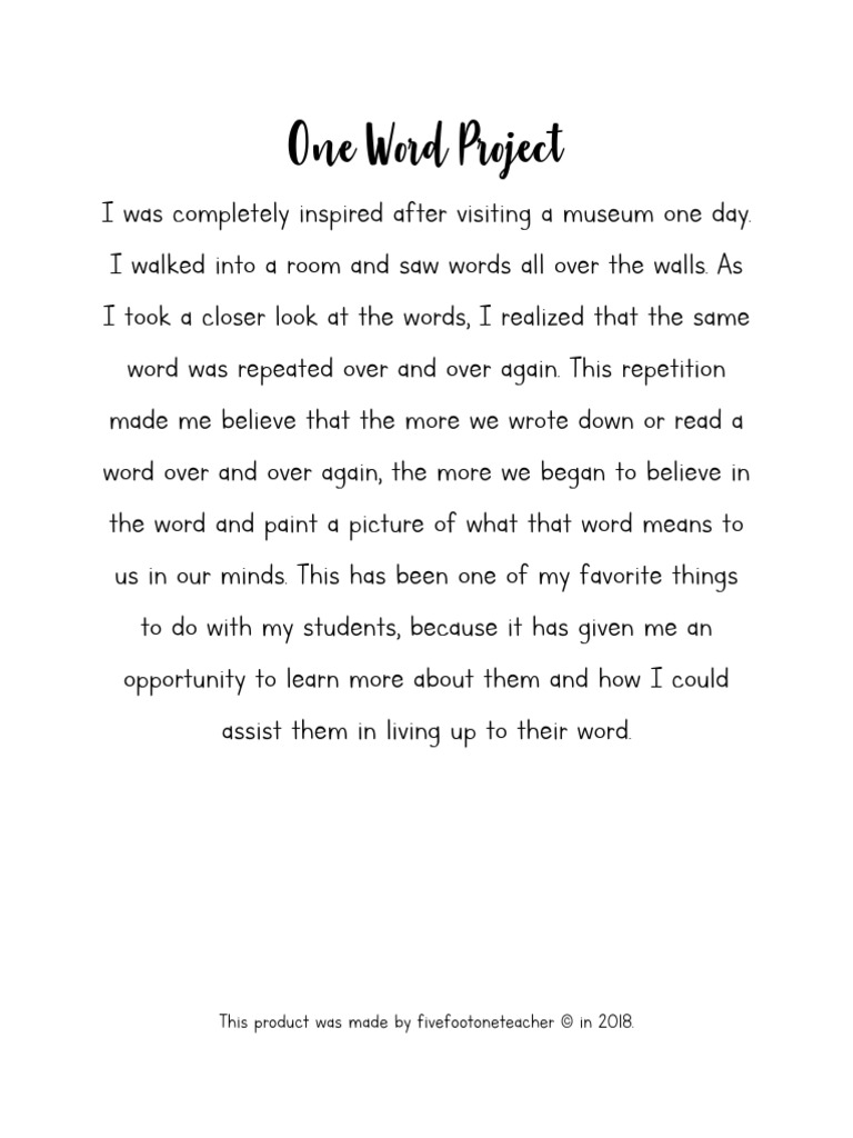 ONEWORDPROJECTAWordofthe Week Monthor Yearand HOWto Live Upto It | PDF ...