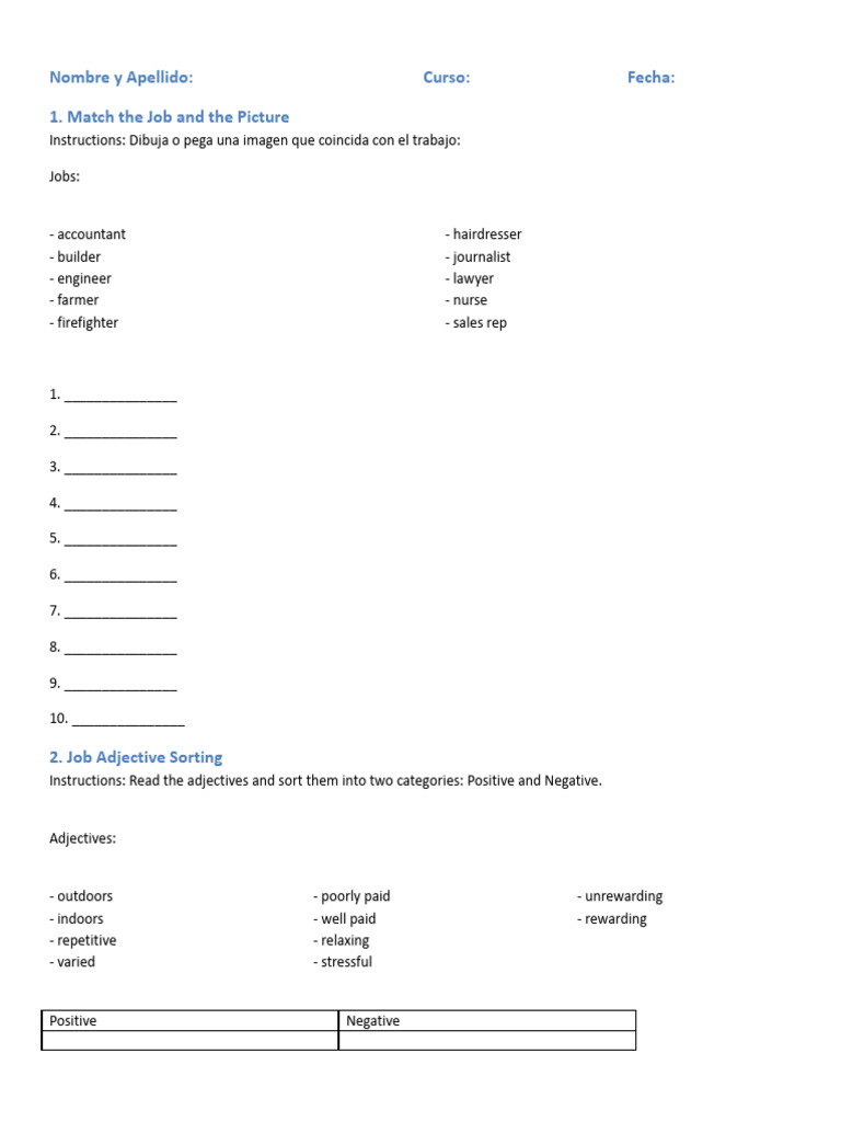 Job Matching and Sorting Activities | PDF