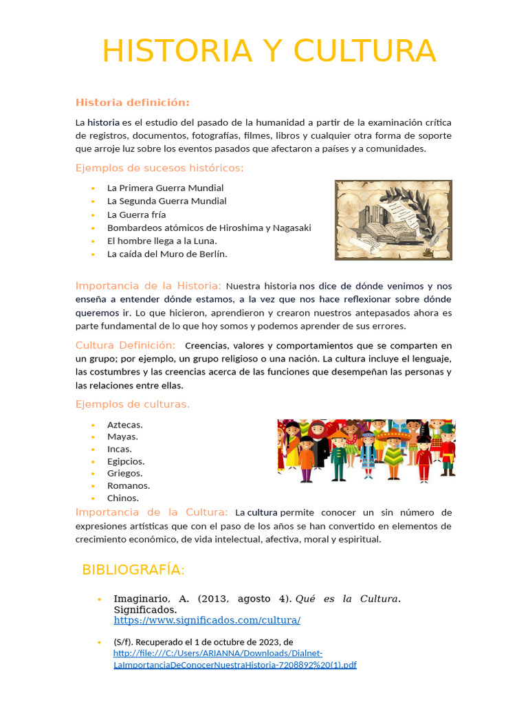 Historia Y Cultura Definición E Importancia Pdf 