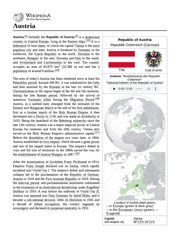 Overview of Austria's History and Geography | PDF | Austria | House Of ...