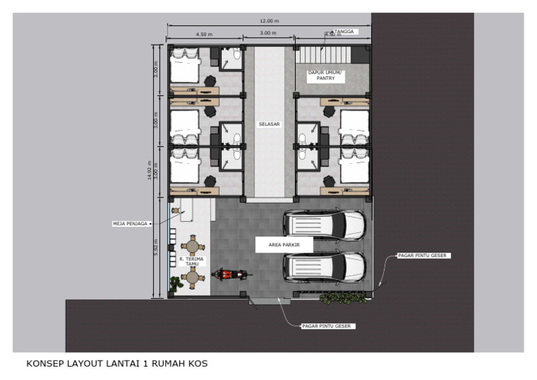 Layout Lantai 1 Rumah Kos Modern | PDF