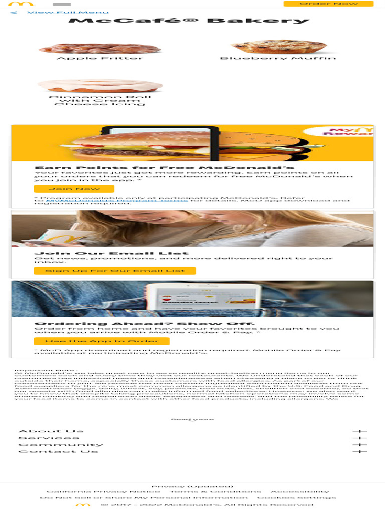 McCafé® Bakery Morning Treats & Afternoon Snacks McDonald's | PDF ...