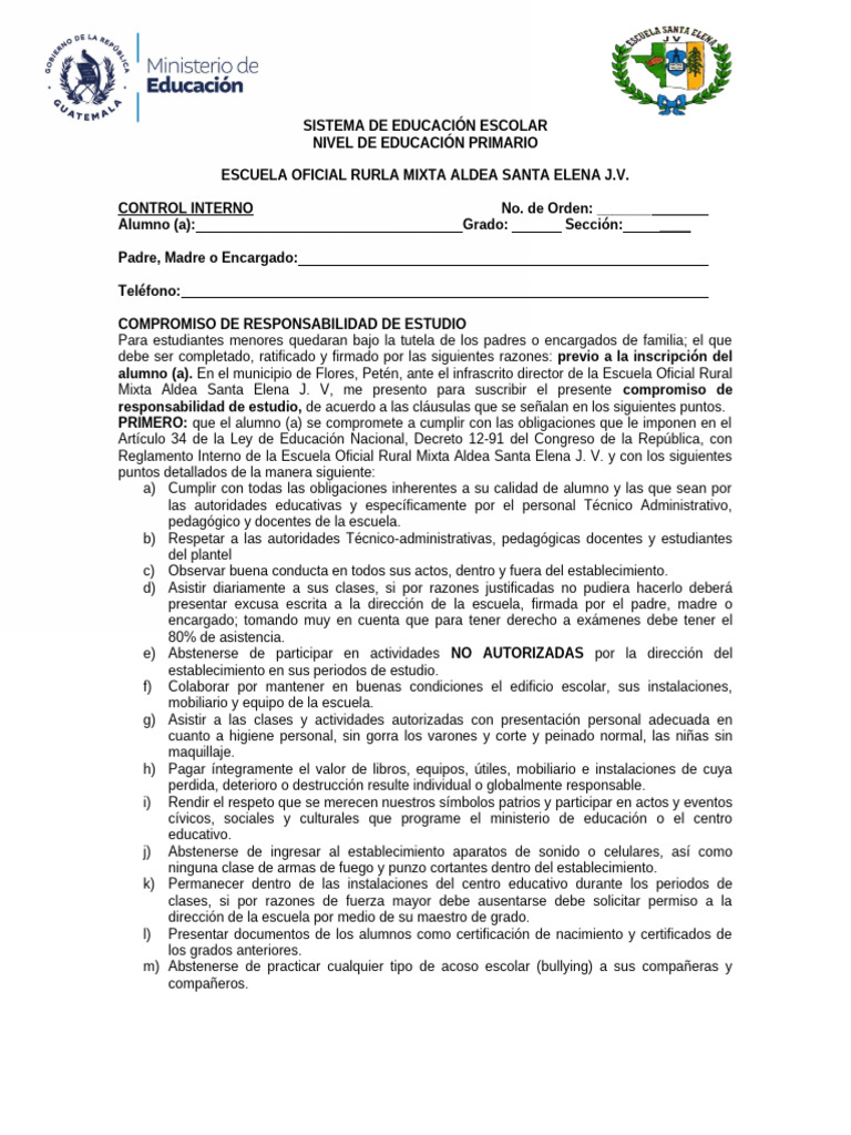 Compromiso de Estudio Escolar | PDF | Escuelas