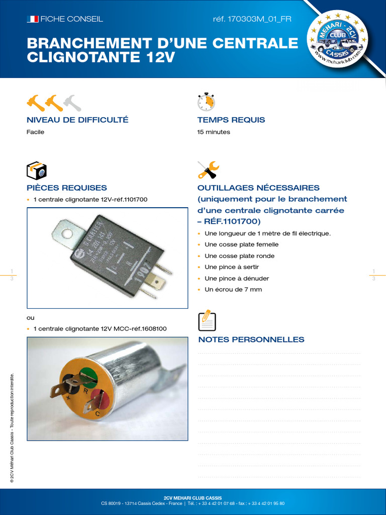 Branchement Centrale Clignotante 12V PDF Constructeurs automobiles — free download