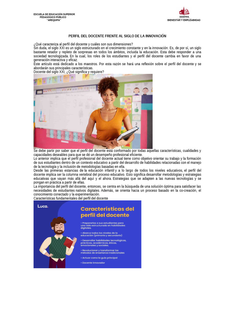 Perfil del Docente Innovador en el Siglo XXI | PDF | Maestros | Enseñando