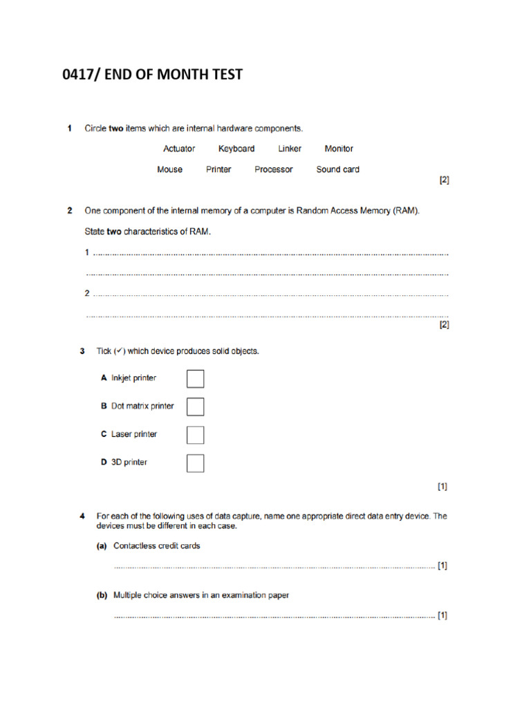 0417 End of March Test | PDF