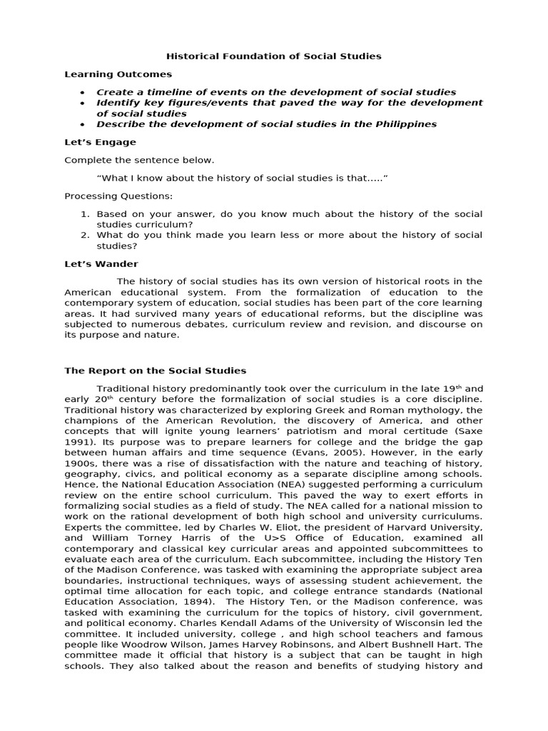 Evolution of Social Studies Curriculum | PDF | No Child Left Behind Act ...