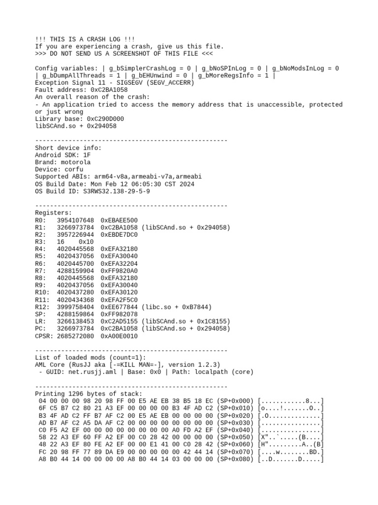 Android Crash Log Analysis Report | PDF