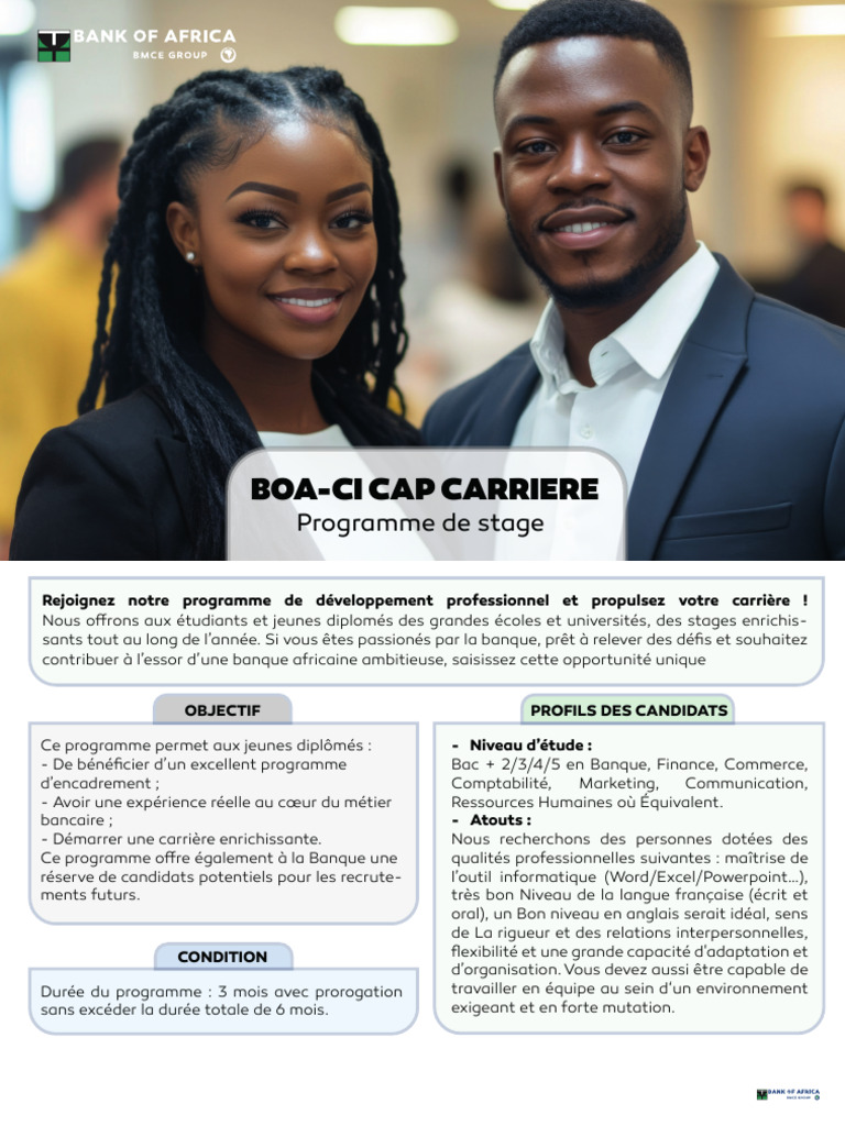Programme de Stage BOA-CI 2024 | PDF | Banques | Côte d'Ivoire