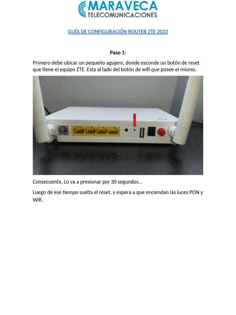 Configuración del Router ZTE 2023 | PDF | Wifi | Contraseña
