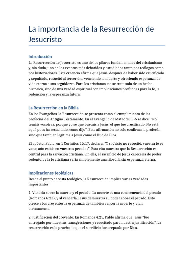 Importancia de La Resurreccion de Jesucristo | PDF | La resurrección de ...