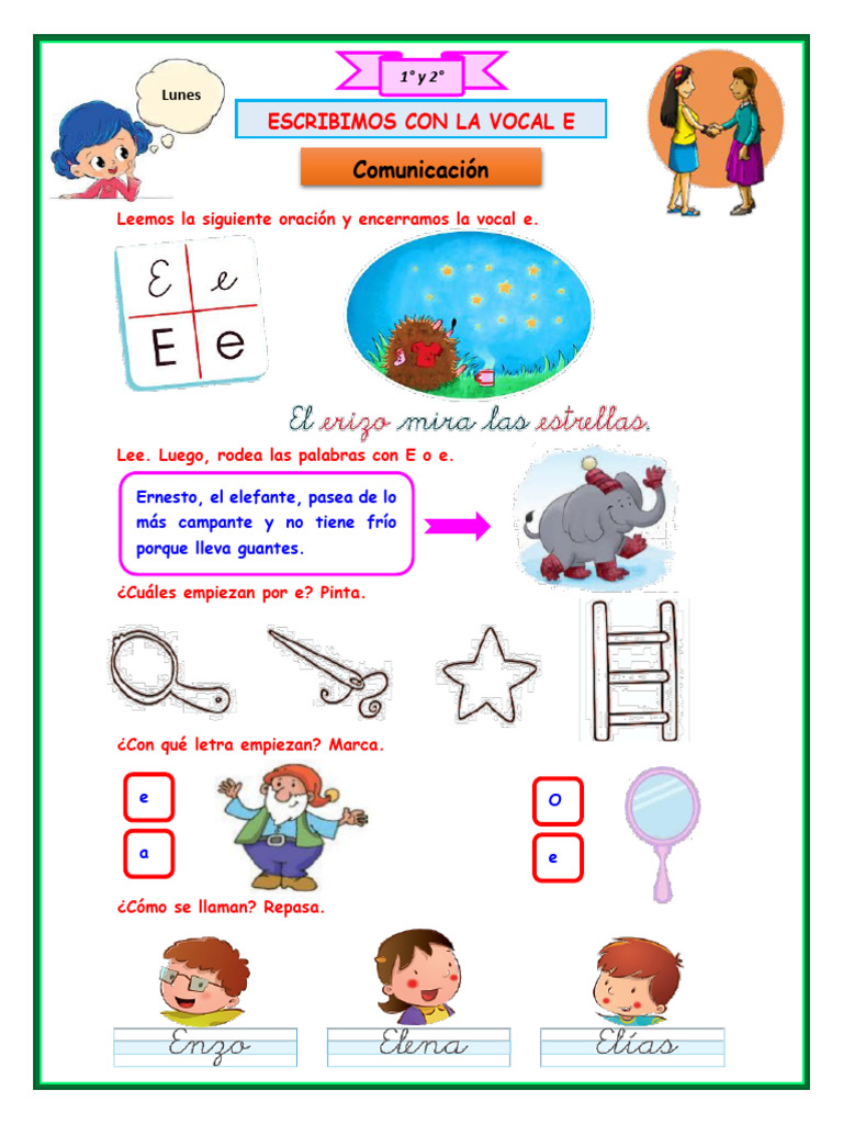 Actividades con la vocal E | PDF