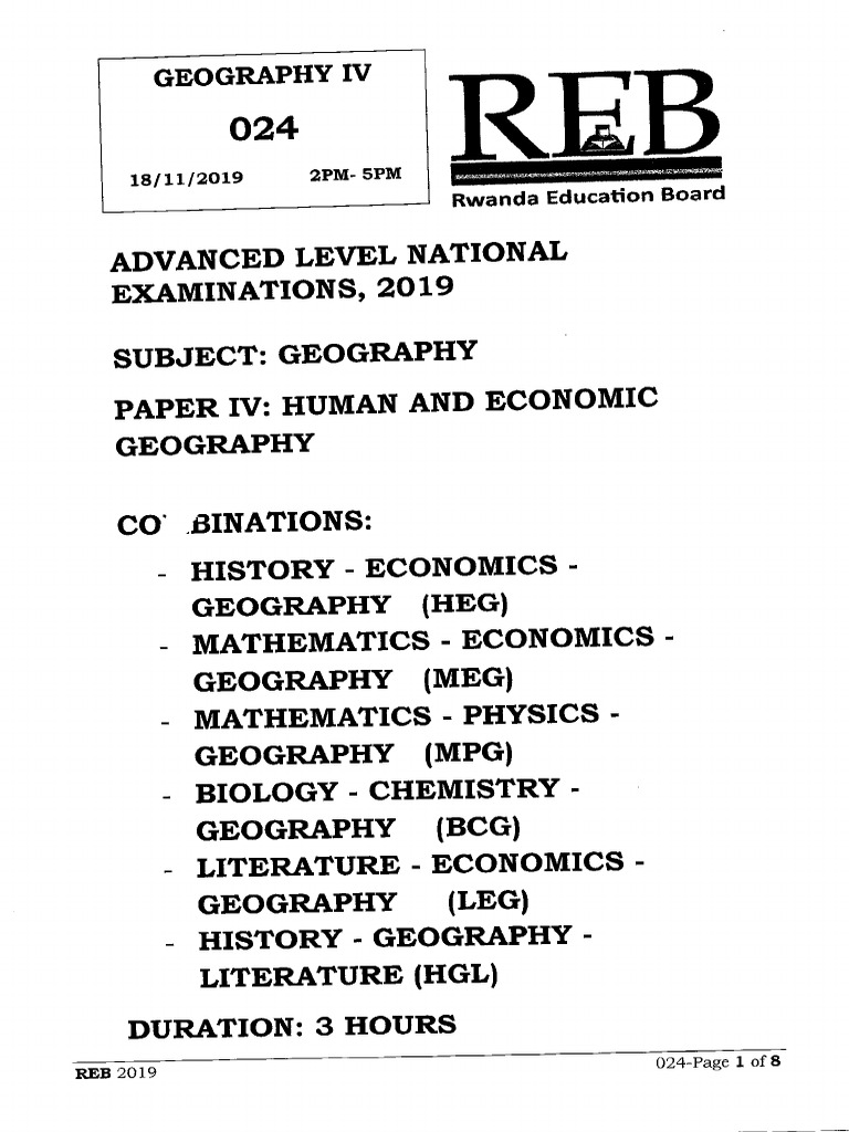 2019 Geography IV Heg Meg MPG BCG Leg HGL | PDF