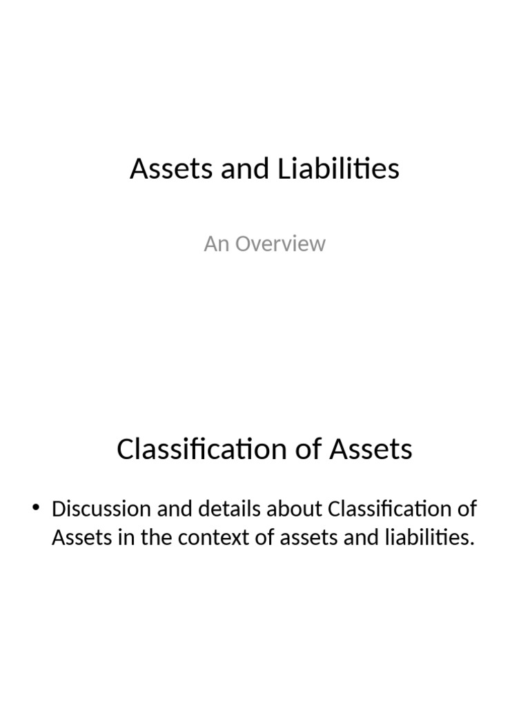 Assets and Liabilities | PDF