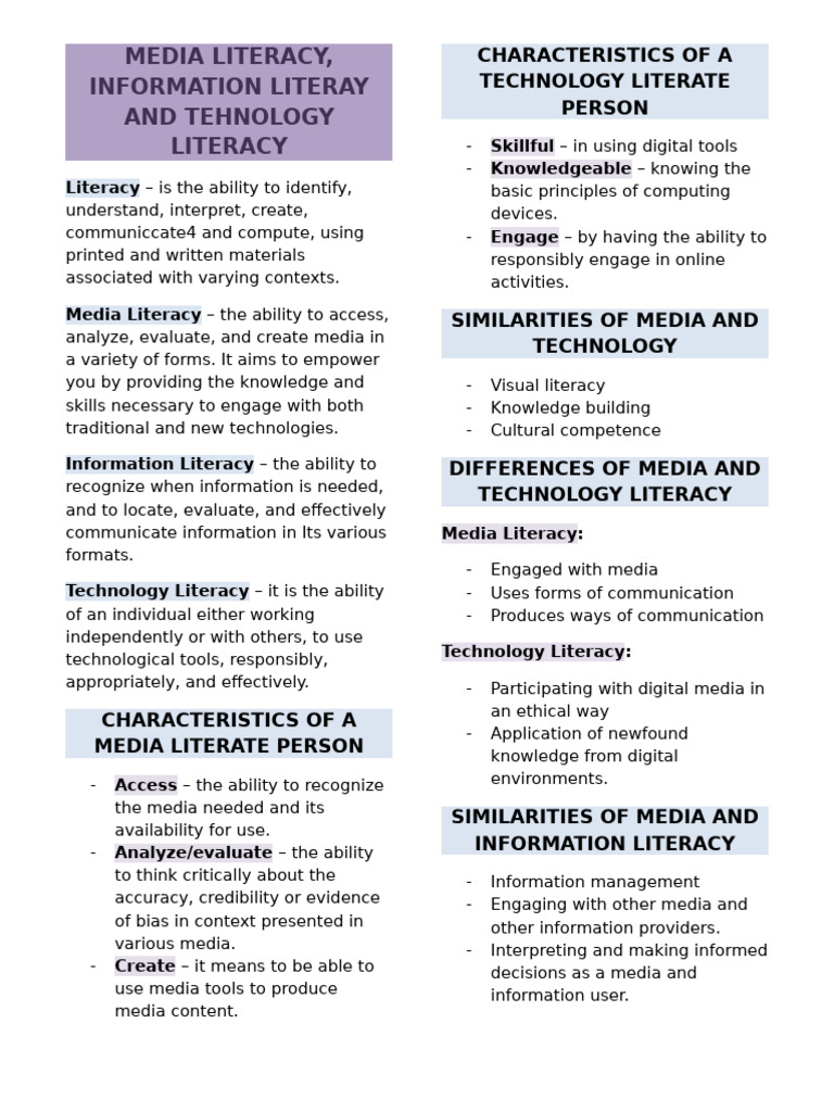 Understanding Media, Information, and Technology Literacy | PDF ...
