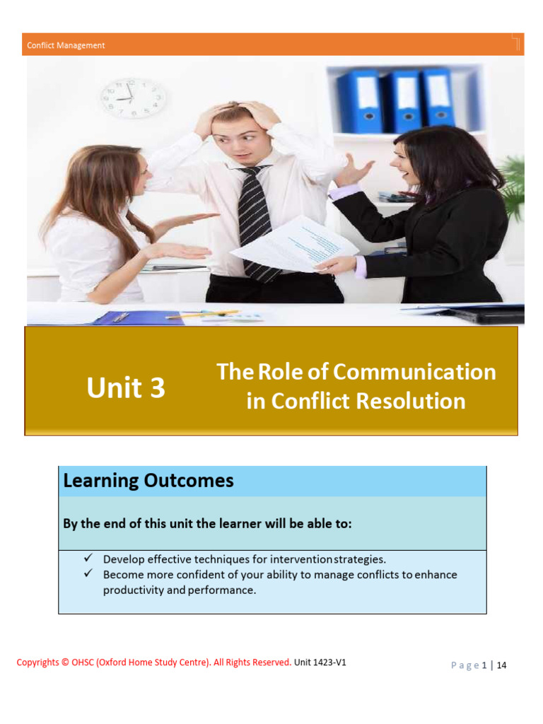 1681466374Unit 3 the Role of Communication in Conflict Resolution | PDF ...