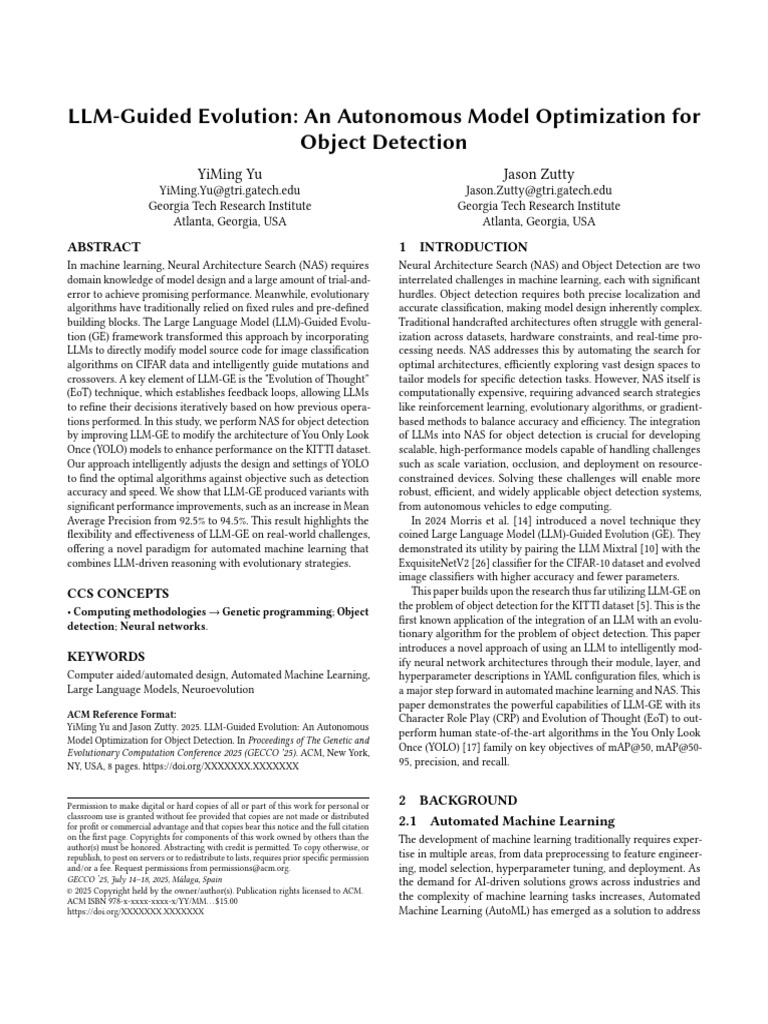 LLM-Guided Evolution for YOLO Optimization | PDF | Machine Learning ...