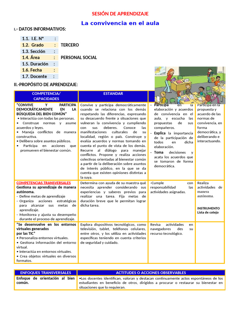 Normas de Convivencia en el Aula | PDF | Aprendizaje | Salón de clases