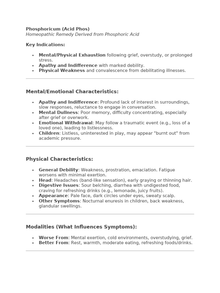 Key Indication Phosphoricum | PDF | Occupational Burnout | Stress (Biology)