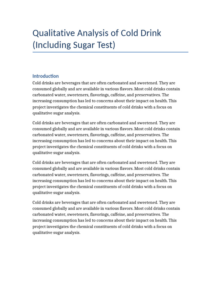 Sugar Content Analysis in Cold Drinks | PDF | Soft Drink | Drink