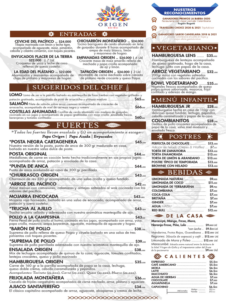 Menú de Cocina Colombiana Gourmet | PDF | ensalada | Alimentos