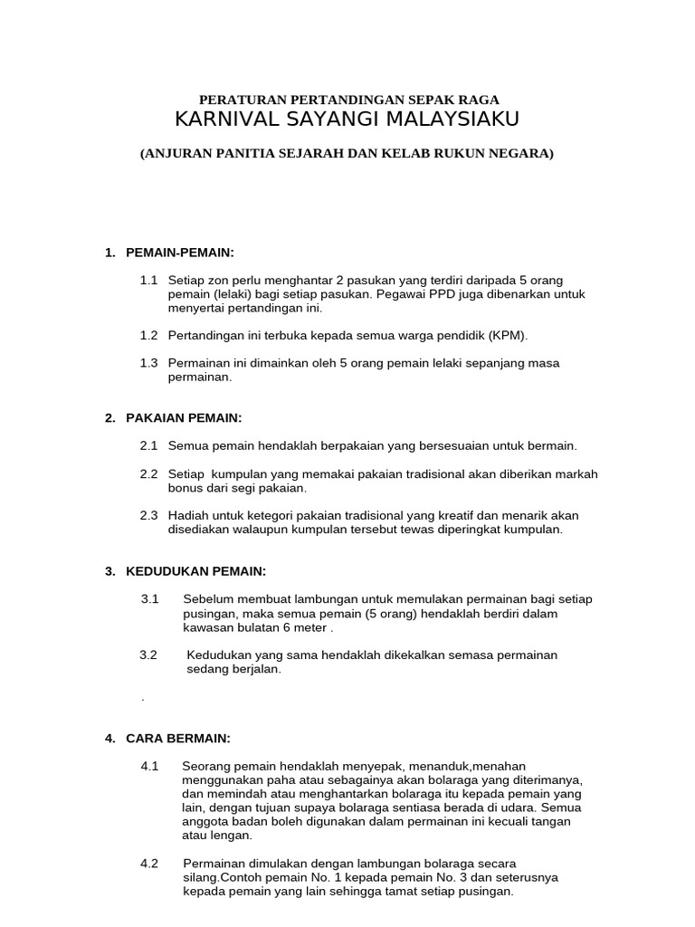 Peraturan Sepak Raga | PDF