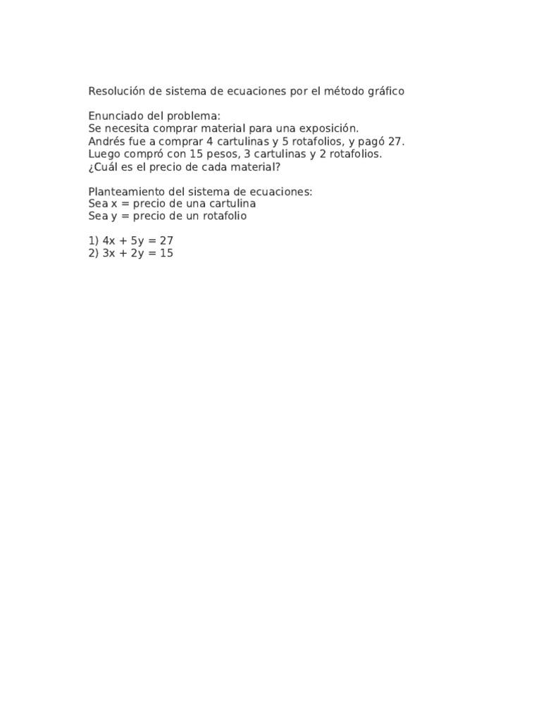 Metodo Grafico Sistema Ecuaciones Con Explicacion | PDF