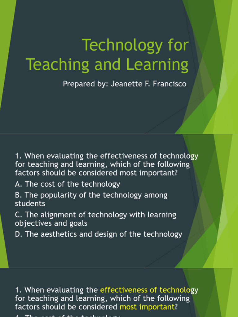 Technology For Teaching and Learning | PDF | Educational Technology ...