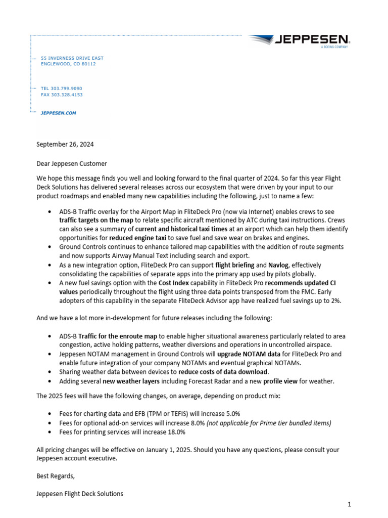 Jeppesen Flight Deck Updates 2024 | PDF | Air Traffic Control | Aviation