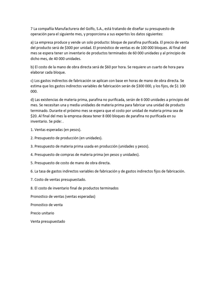 Presupuestos de Producción y Costos | PDF | Presupuesto | Economias