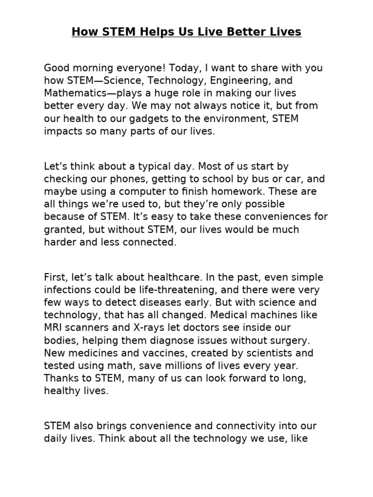 Impact of STEM on Daily Life | PDF | Science, Technology, Engineering ...