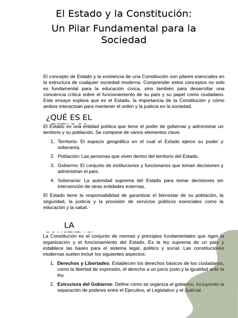 Estado y Constitución: Fundamentos Clave | PDF | Constitución | Estado ...