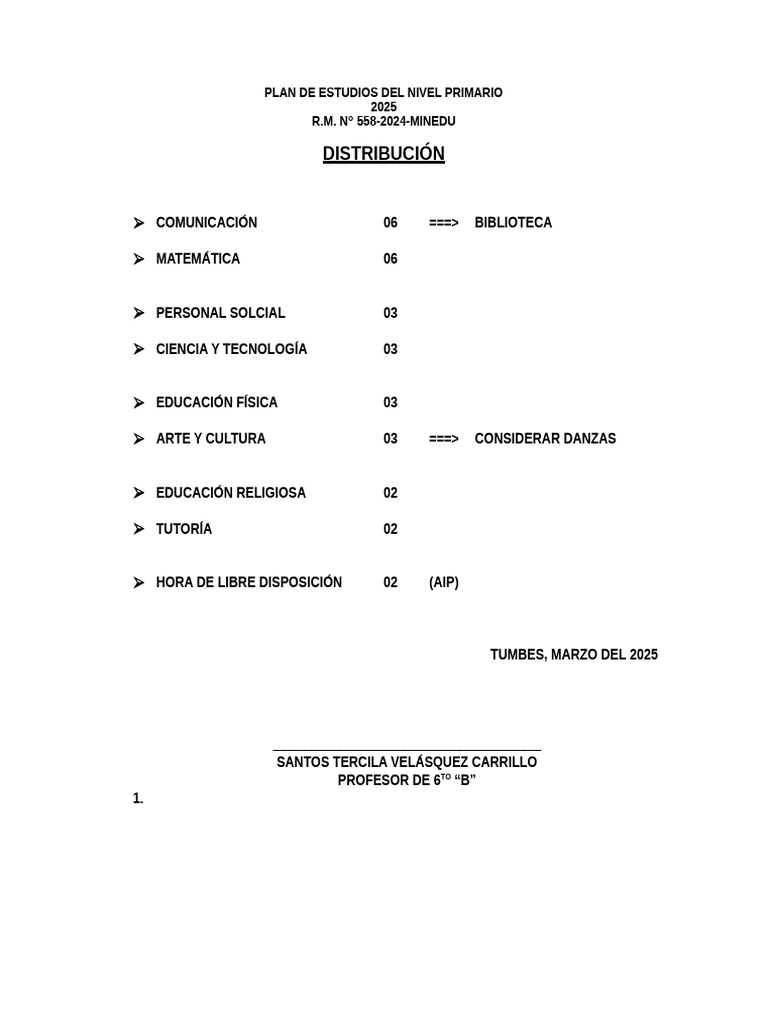 Plan de Estudios Primaria 2025 | PDF