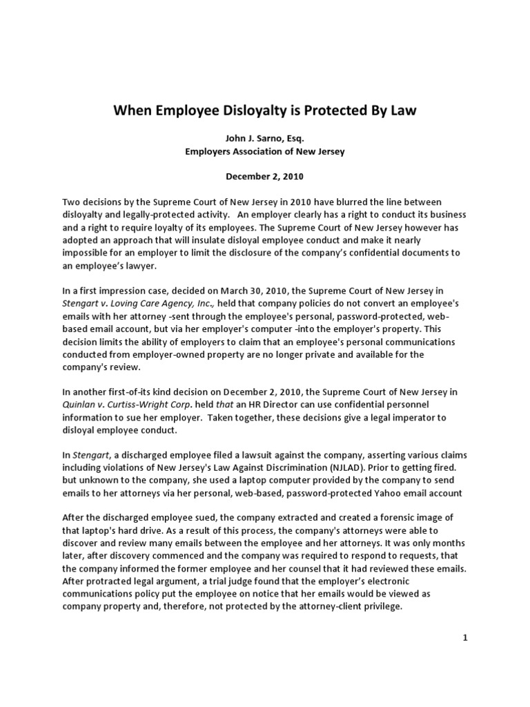 Disloyal Employee Pdf Lawsuit Email