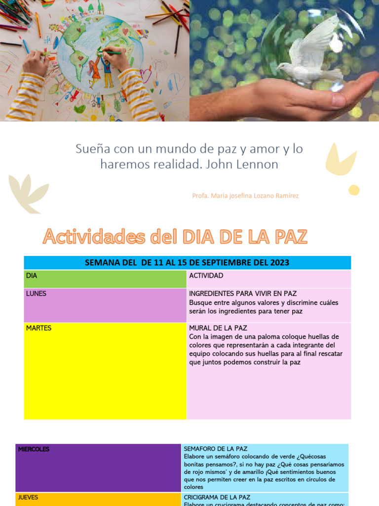 Actividades para el Día de la Paz 2023 | PDF
