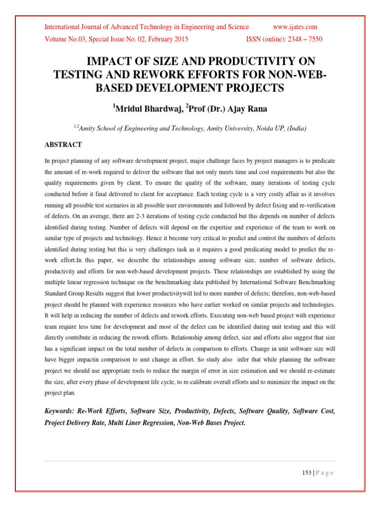 Impact of Size on Software Rework Efforts | PDF | Software Engineering ...