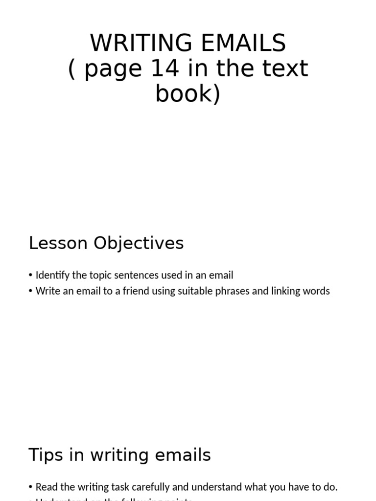 WRITING EMAILS (Page 14 in The Text | PDF