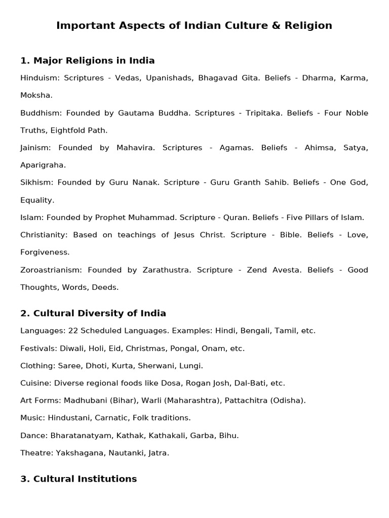 Key Elements of Indian Culture & Religion | PDF