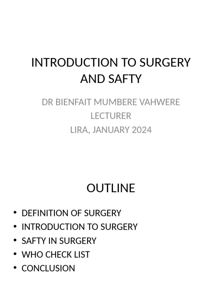 Introduction to Surgical Safety Practices | PDF | Surgery | Anesthesia