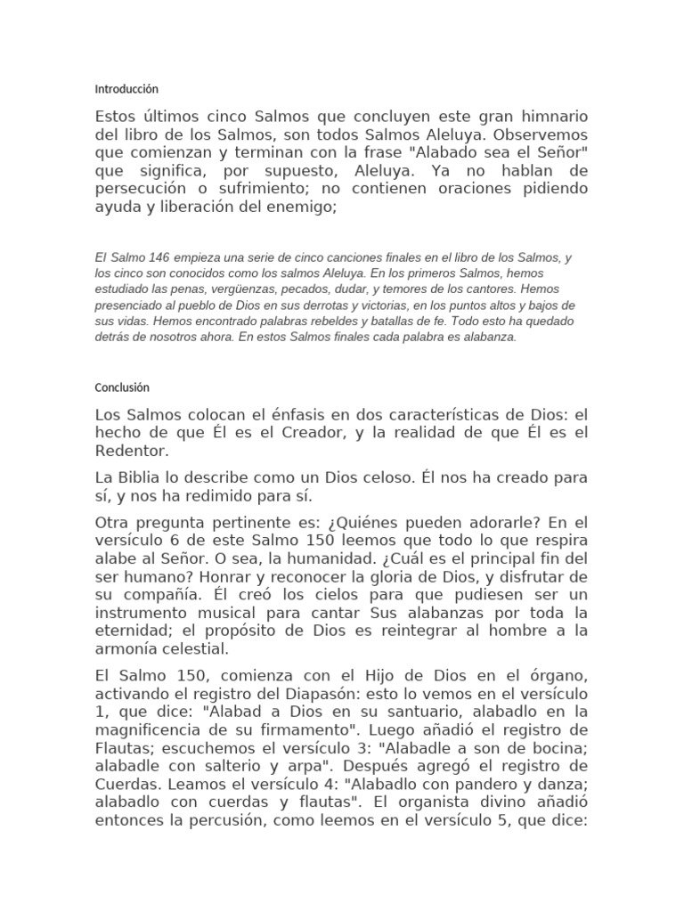 Salmos Aleluya: Alabanza Universal a Dios | PDF | Salmos | Creencia ...