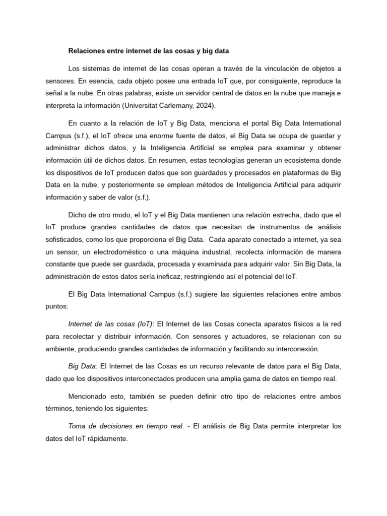 Relaciones Entre Internet de Las Cosas y Big Data | PDF | Internet de ...
