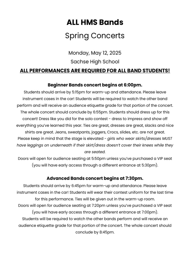 ALL HMS Spring Concerts Info Sheet | PDF