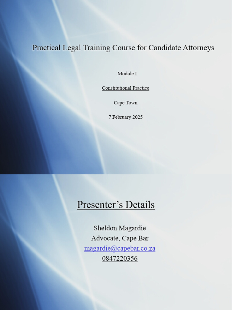 Constitutional Practice Training Course | PDF | Separation Of Powers ...