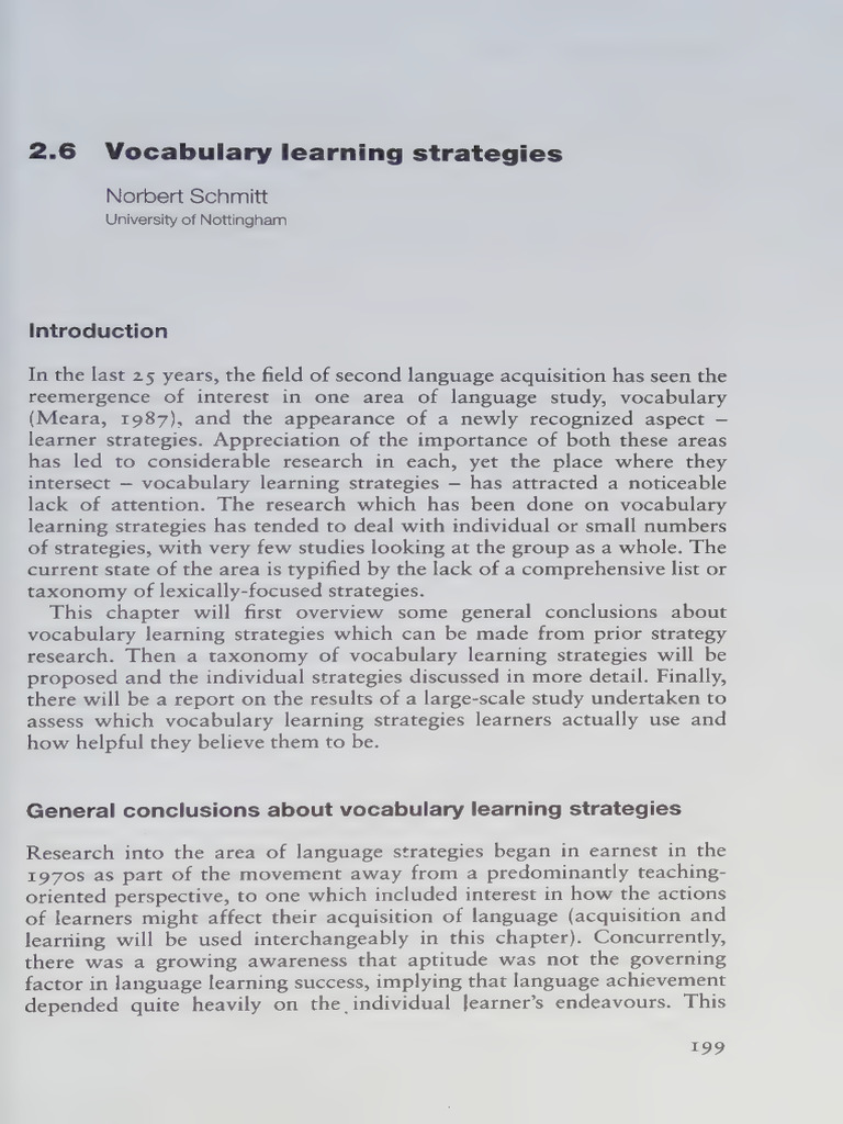 Schmitt - 1997 - Vocabulary Learning Strategies | PDF