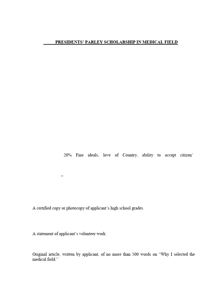 Education - PAST PRESDENTS' PARLEY STUDENT SCHOLARSHIP IN MEDICAL FIELD ...