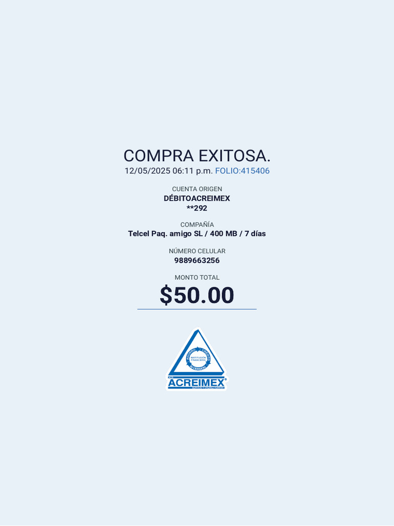 Compra Exitosa.: FOLIO:415406 | PDF